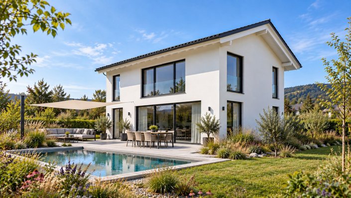 klassisches einfamilinhaus mit pool in noe Klassisch modernes Einfamilienhaus mit Pool von Designhaus Schillab